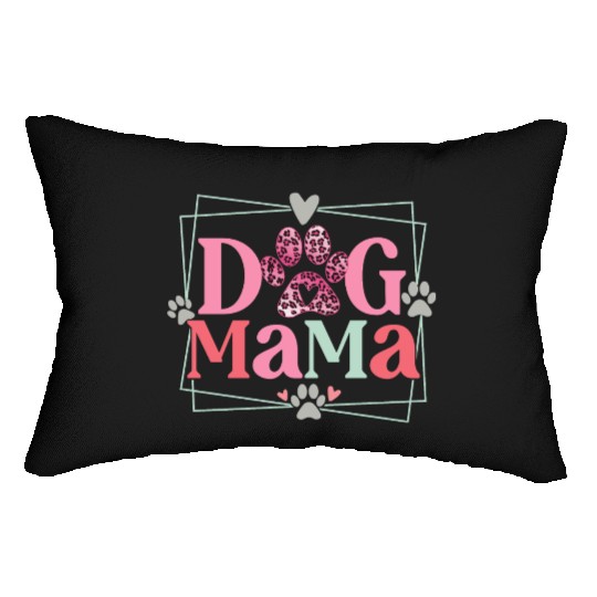 Dog Mama Mothers Day Leopard Paw Lumbar Pillows