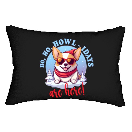 Pembroke Welsh Corgi In Winter, Sweet Illustration Lumbar Pillows