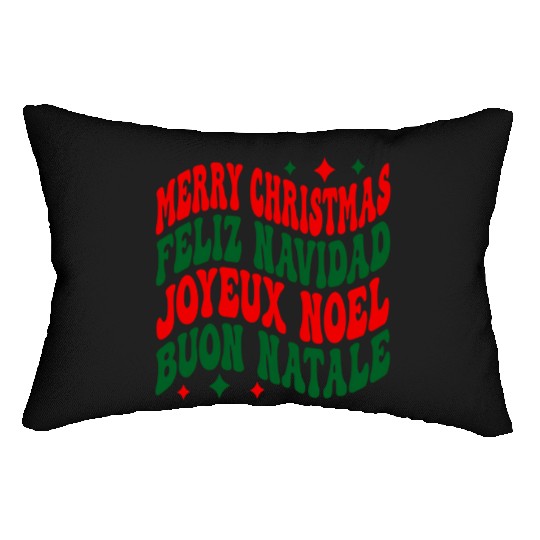 Merry christmas feliz navidad joyeux noel Lumbar Pillows