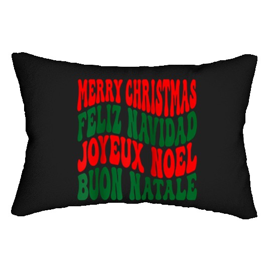 Merry christmas feliz navidad joyeux noel Lumbar Pillows