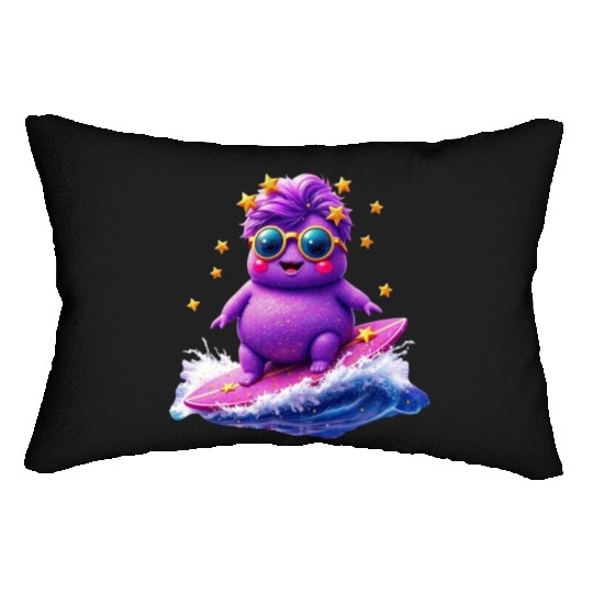 Cosmic Surfing Funky Creature Design Lumbar Pillows