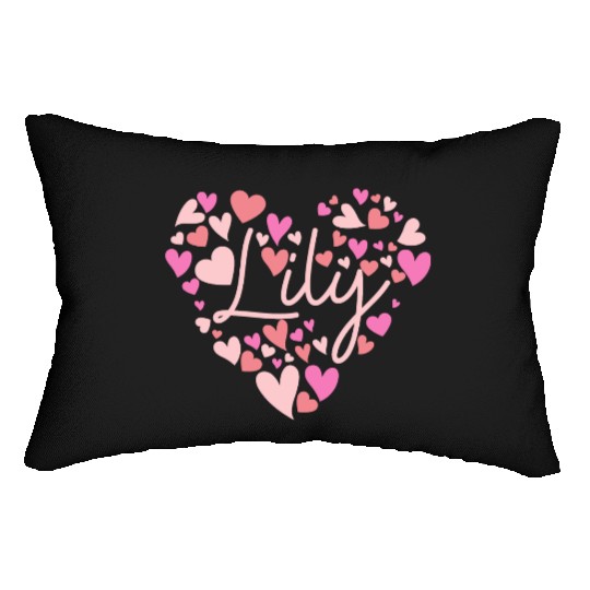 I love Lily hearts in Green Lumbar Pillows