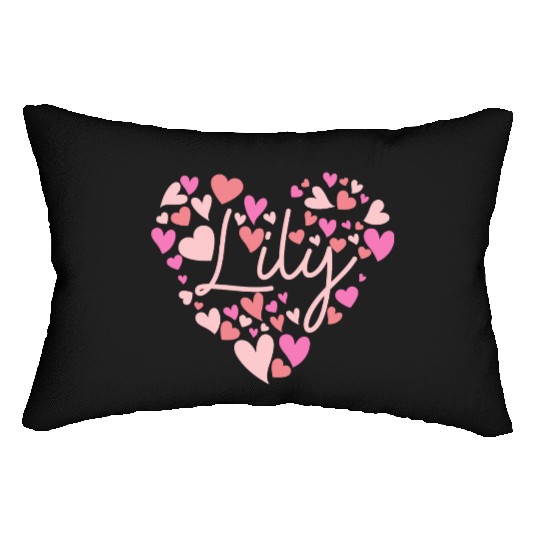 I love Lily hearts in Green Lumbar Pillows