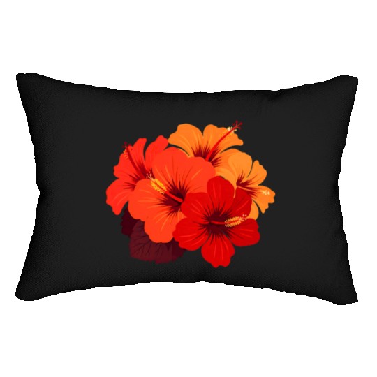 Vivid Hibiscus Tropical Floral Design Lumbar Pillows