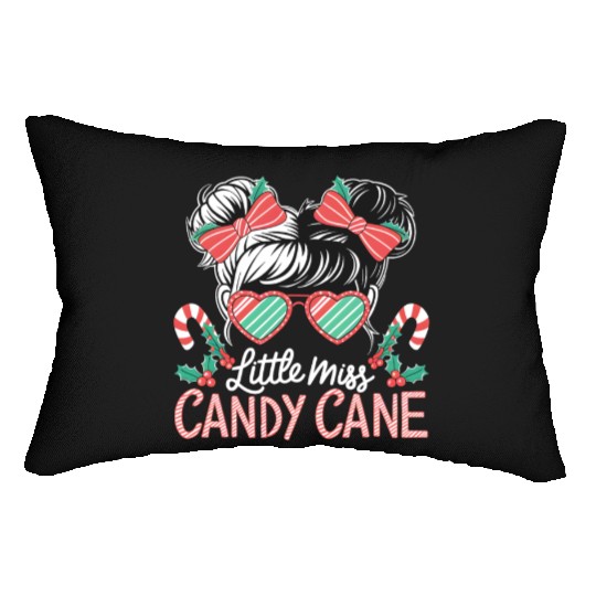 Little Miss Candy Cane Christmas Messy Bun Toddler Lumbar Pillows