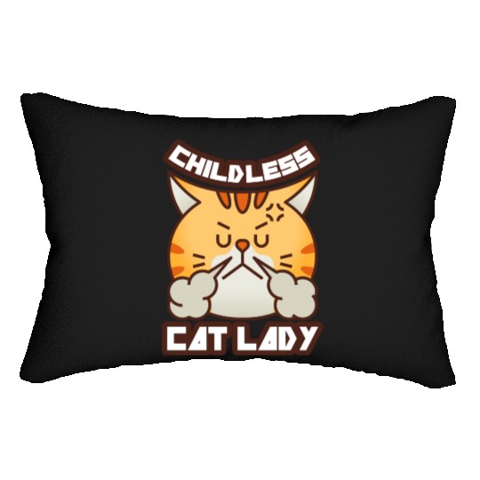 childless cat lady Lumbar Pillows