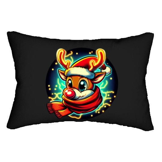 Funny Christmas Rudolph: Glowing Neon Santa Scarf Lumbar Pillows