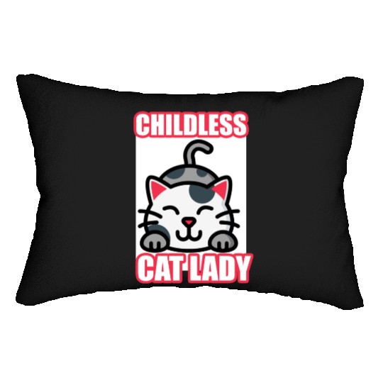 childless cat lady Lumbar Pillows