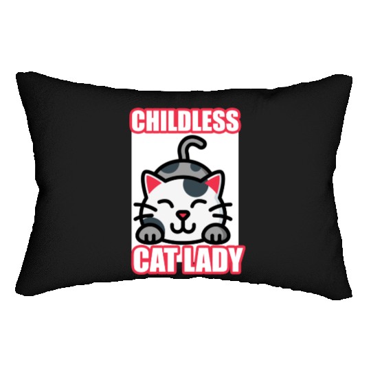 childless cat lady Lumbar Pillows