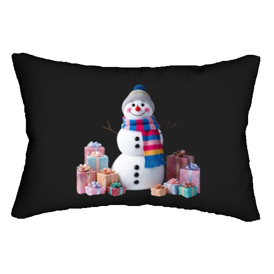 "Festive Snowman Lumbar Pillows – Pastel Winter Charm