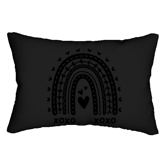 Rainbow Heart Design Lumbar Pillows