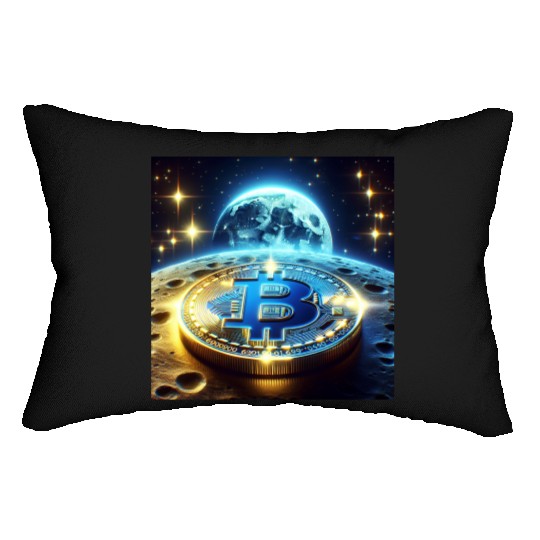 Blue Gold Crypto Coin Lumbar Pillows