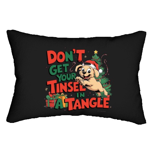 Puppy Tinsel in a Tangle Lumbar Pillows