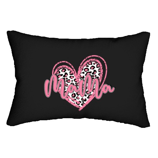 Heart Mama Valentines Pink Leopard Lumbar Pillows