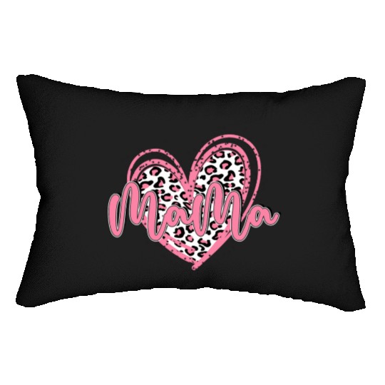 Heart Mama Valentines Pink Leopard Lumbar Pillows