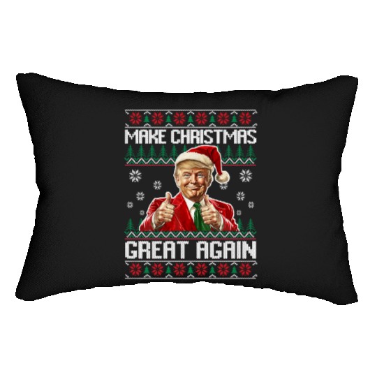 Make Christmas Great Again Xmas Funny Trump Lumbar Pillows