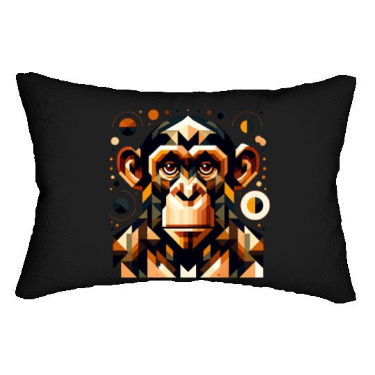 geometric abstract chimpanzee art design Lumbar Pillows