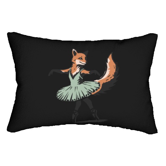 adorable stencil style fox in ballet dress Lumbar Pillows