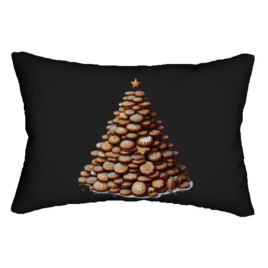 Gingerbread Christmas Tree - Festive Gifts Lumbar Pillows