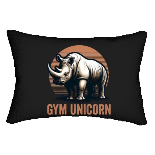 Gym Unicorn Rhino Rhinoceros Safari Vintage Lumbar Pillows