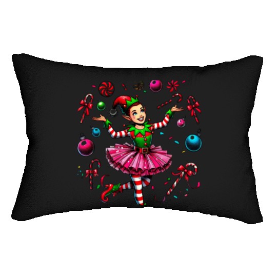 Juggling Elf: Tutu, Ornaments & Candy Cane Confet Lumbar Pillows