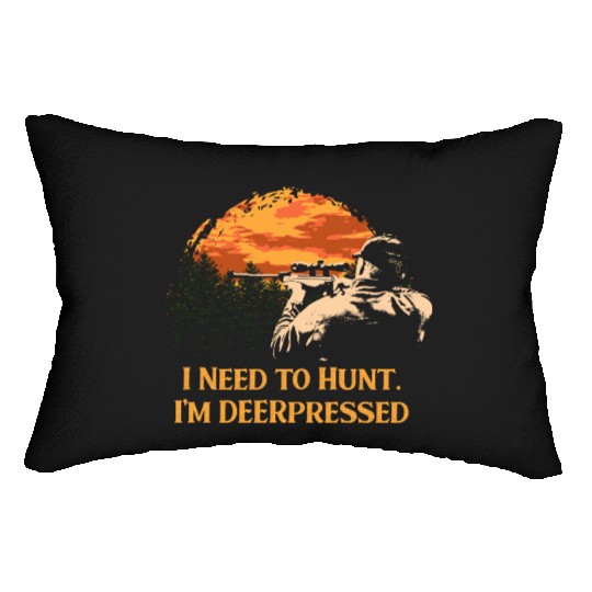 Im DEERpressed Deer Hunting Elk Hunter Funny Dad J Lumbar Pillows