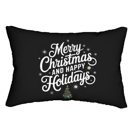 Merry Christmas and happy holiday Lumbar Pillows