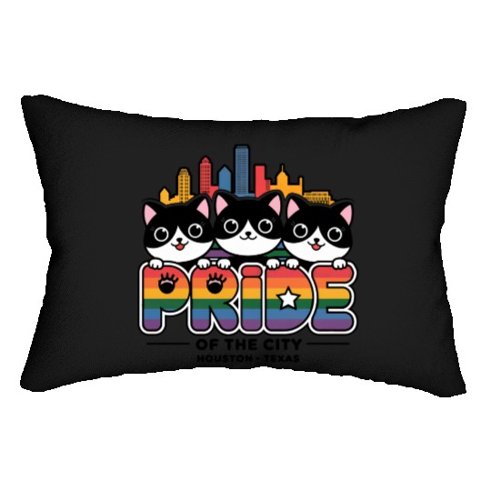 Pride of Houston City Texas USA Rainbow Flag Lumbar Pillows