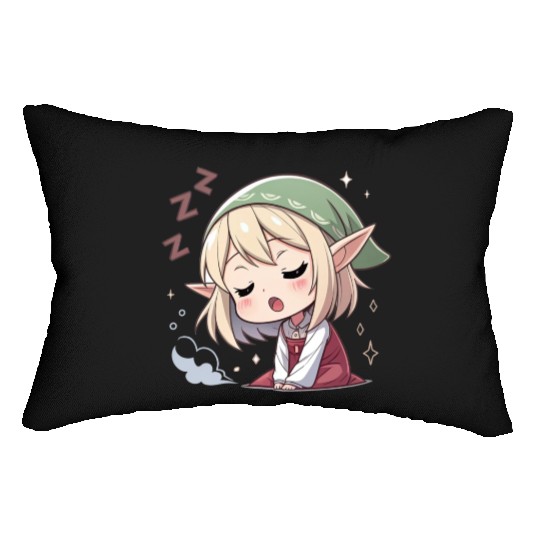 Sleepy Sprite: Cute Elf Napping So Lovingly Lumbar Pillows