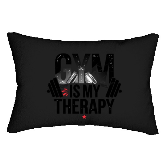 Gym is My Therapy - Motivational Fitness Design Lumbar Pillows