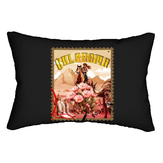 Oklahoma Cowgirl Stamp Lumbar Pillows