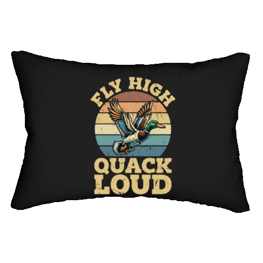 Mallard Duck Fly High Quack Loud Retro Water Bird Lumbar Pillows