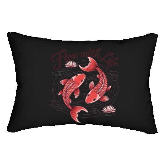 Koi Fish Flow With Life Lumbar Pillows