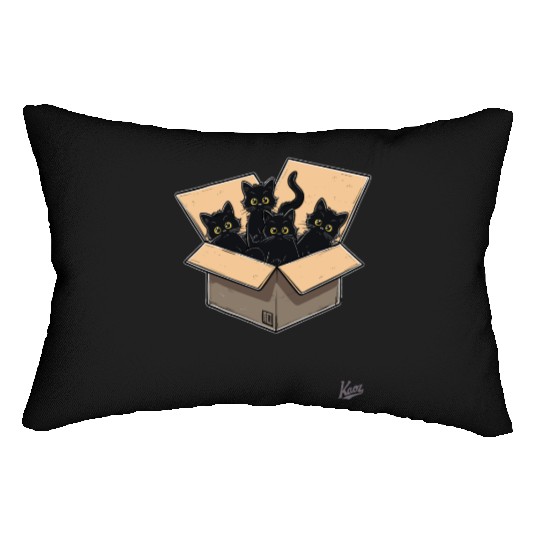 Cardboard Box Full of Black Cat Kittens Lumbar Pillows