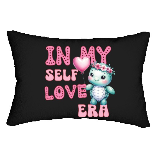 Cute Valentine's day Turtle - In my self love Lumbar Pillows