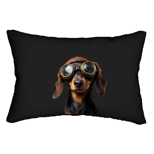 Adventurous Dachshund Aviator Lumbar Pillows