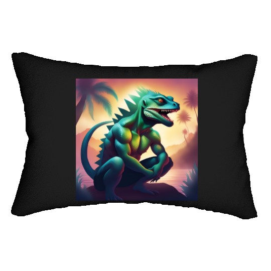 Mutant Lizard Man Lumbar Pillows