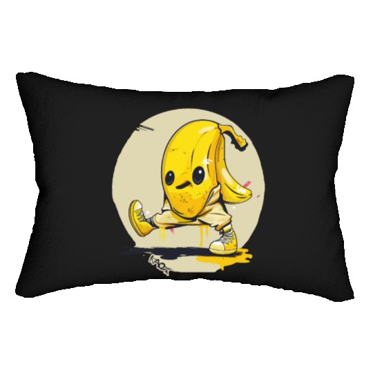 Walking Street Art Banana Lumbar Pillows