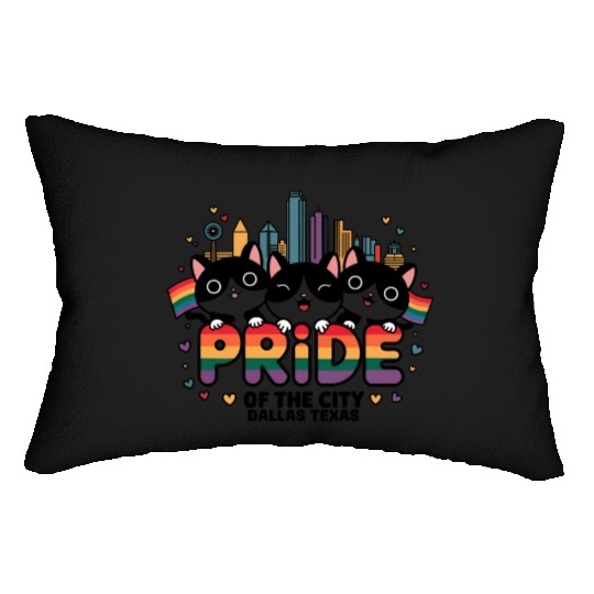 Pride of Dallas City Texas USA Rainbow Flag Lumbar Pillows