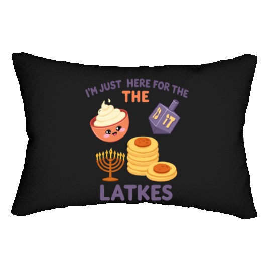 I'm Just Here for the Latkes Fun Hanukkah Vibes Lumbar Pillows