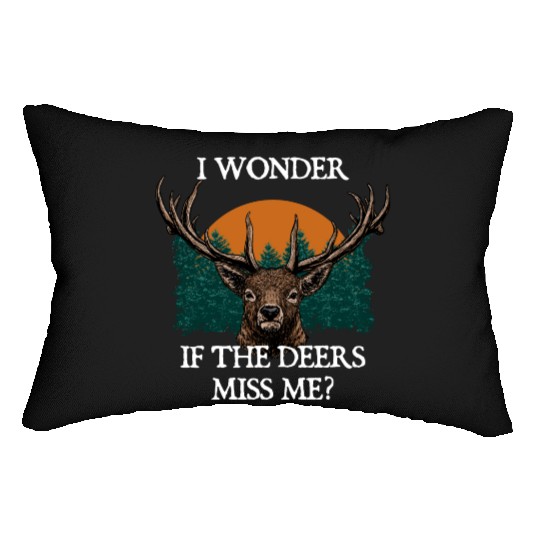 I Wonder If the Deers Miss Elk Hunting Antler Lumbar Pillows