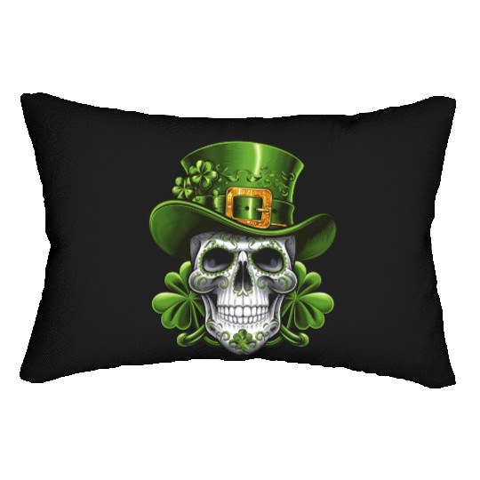 Sugar Skull St Patrick's Day Shamrock Lumbar Pillows