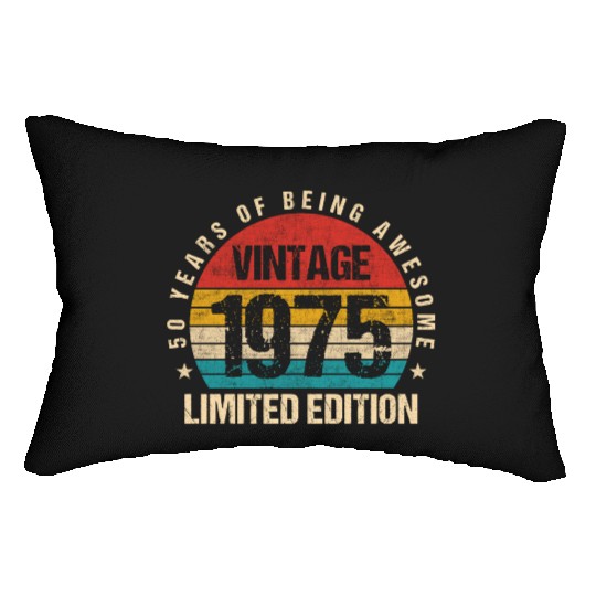 Vintage 1975 Limited Edition 50th Birthday Gift Lumbar Pillows