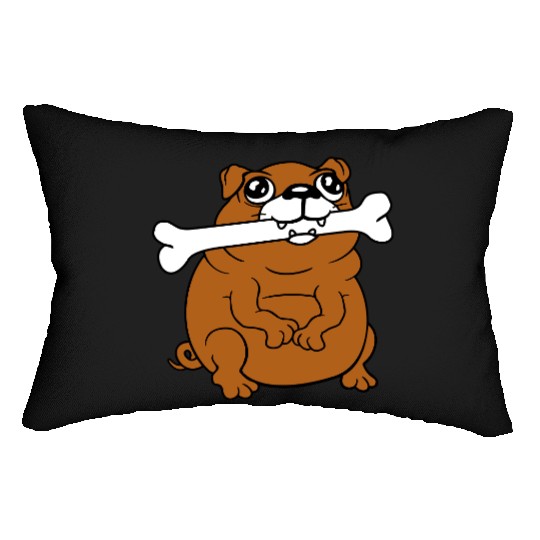 Pug Dog Bone Mouth Hunger Delicious Happy Cool Fun Lumbar Pillows