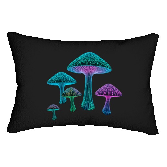 Psychedelic Neon Fungi Glow Lumbar Pillows