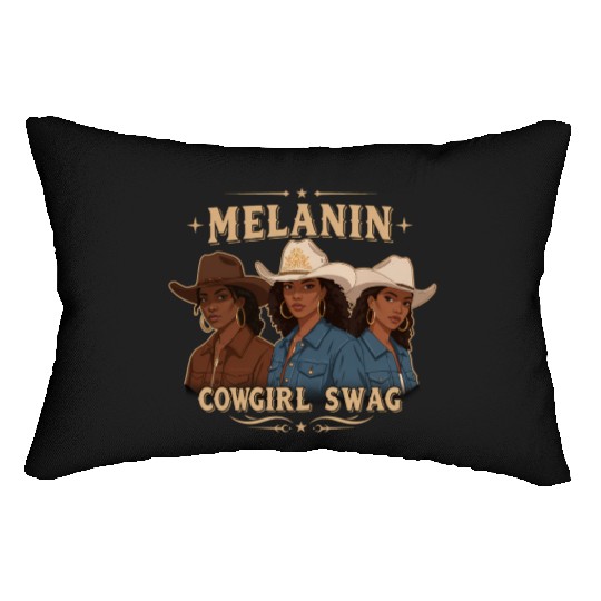 African American Melanin Cowgirl Swag Rodeo Lumbar Pillows
