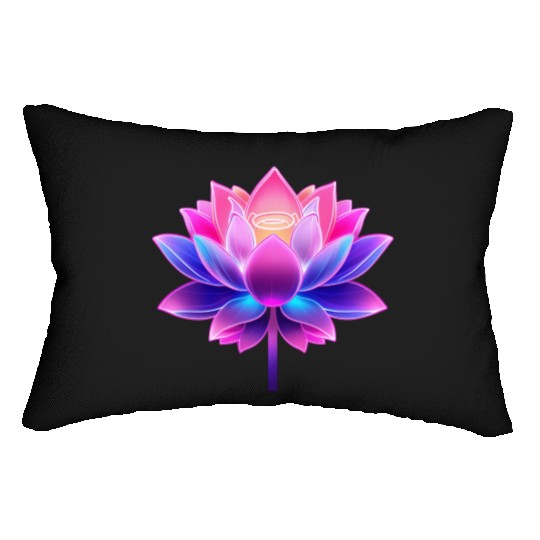 Neon Lotus – Vibrant Glow in Pink Lumbar Pillows