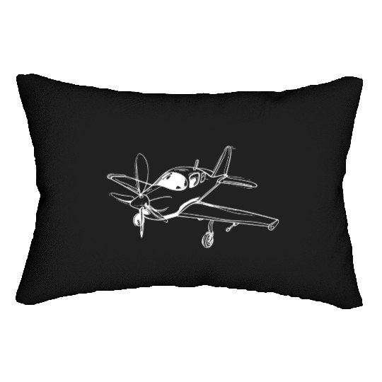 Propeller Aircraft Line Art Lumbar Pillows