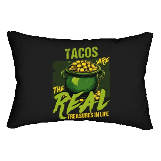 St Patricks Day Tacos Are The Real Treasures Lumbar Pillows