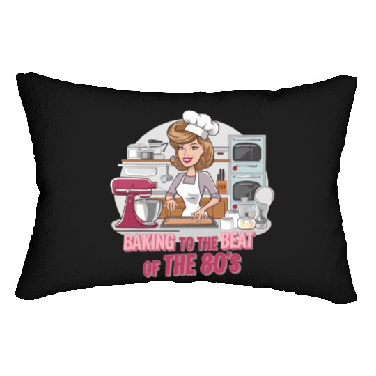 Baking to the Beat of the 80s Retro Music Baker Lumbar Pillows